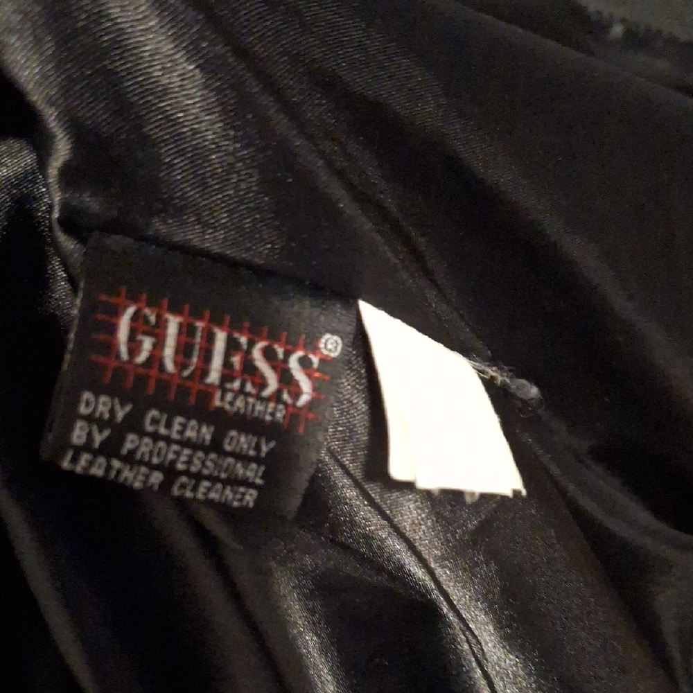 Guess Men's Black Leather Bomber Jacket - Picture 9 of 10
